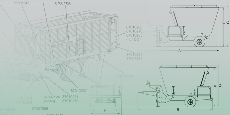 Technical drawings of Strautmann machinery